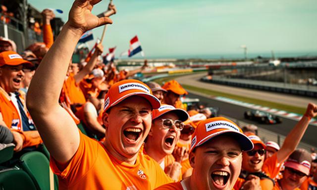 Nederlandse Formule 1-fans in oranje kleding op een tribune bij Zandvoort